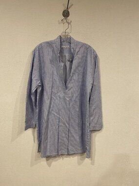 The Sleep Shirt Sleepshirt Womens One Size Blue Check Long Sleeve Cotton